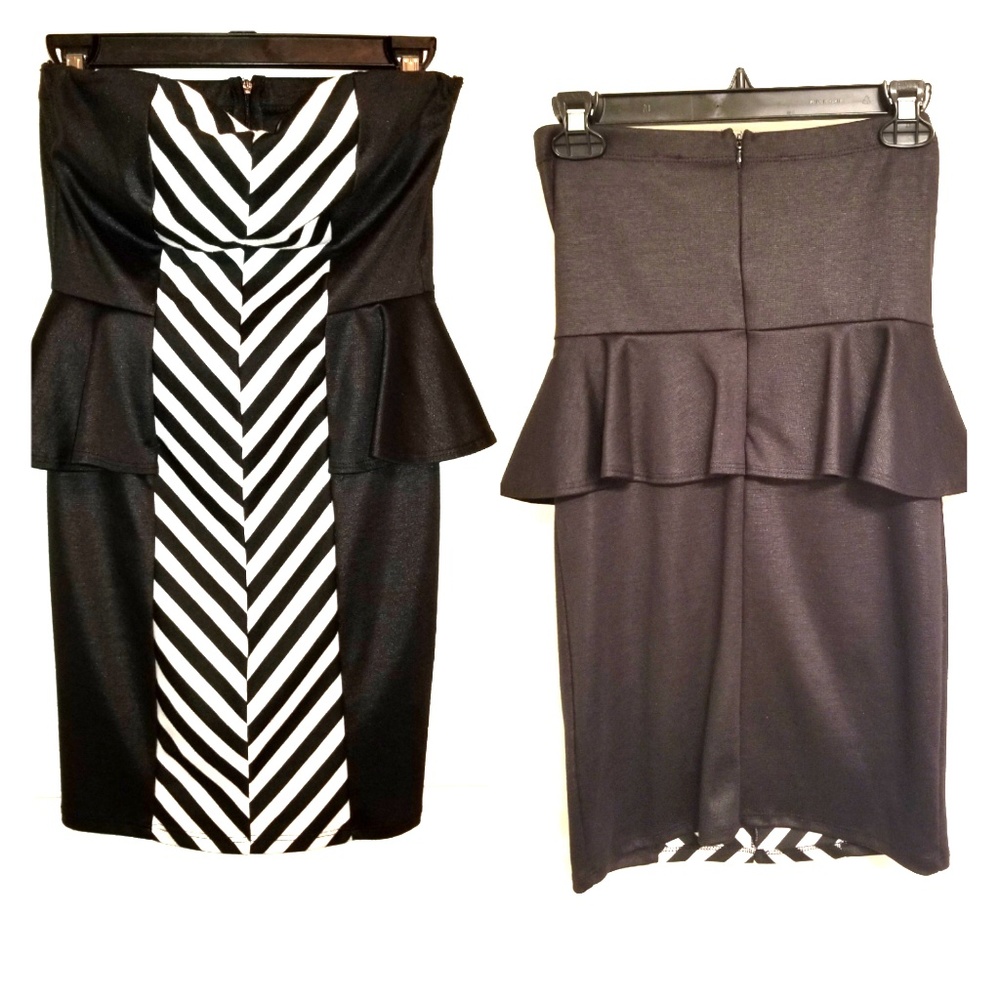 🍁 Manito Strapless Mini Peplum Party Dress
